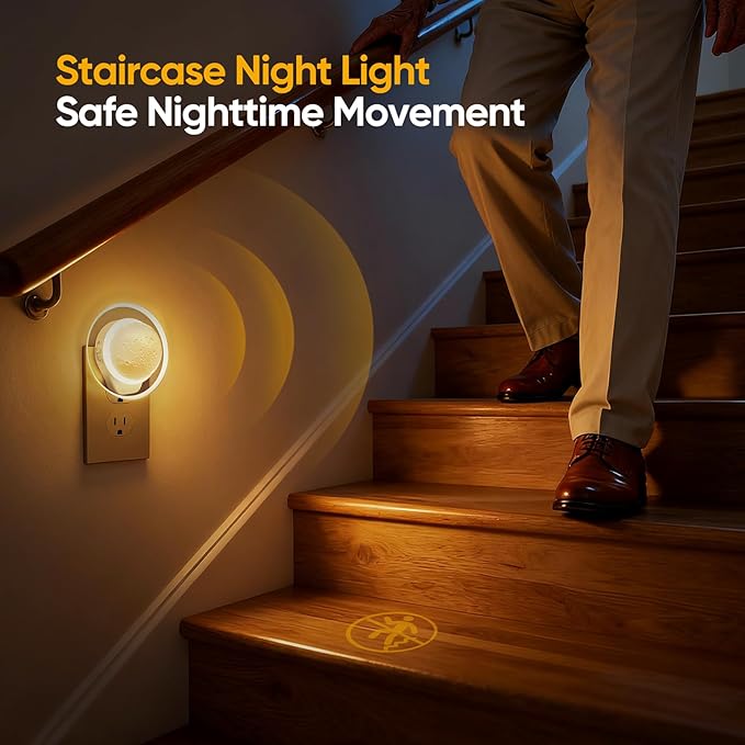 Night Lights Plug into Wall - Motion Sensor Plug in Night Light with Auto Dusk to Dawn,Dimmable Soft White, Bright Nightlight for Cruise Bedroom Bathroom Hallway Kitchen