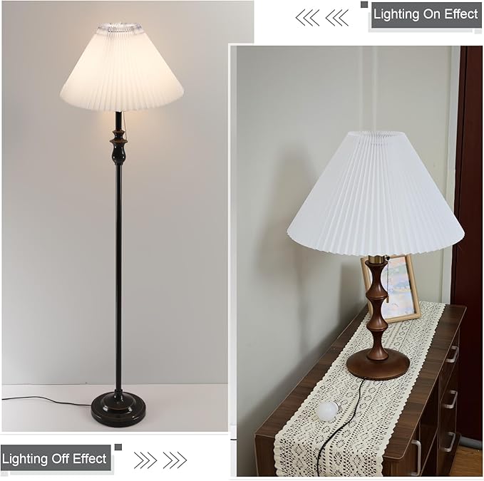 Pleated White Lamp Shade for Arc/Arched Floor Lamps Replacement spider lampshade-white 5.9"Top X 16.5"Bottom X 11"High