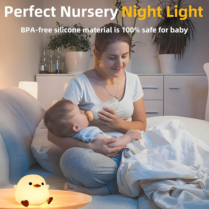 Dodo Duck Night Light, 50Hrs Duck Lamp Squishy, Tap Control 2 Brightness, 20Min Auto-Off, Rechargeable Animal Night Light for Kids Bedroom, [Easter Gifts]