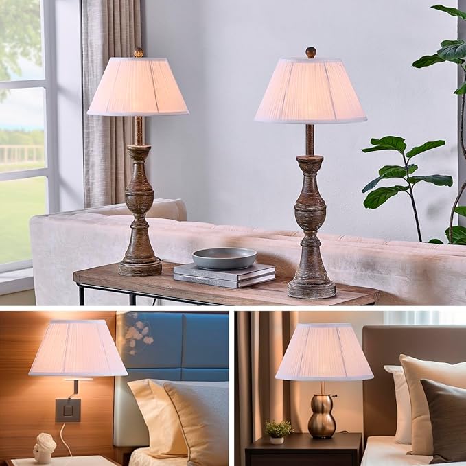 Lamp Shades For Table Lamps,Medium Lamp Shade 7" Top x 13" Bottom x 7.8" Slant Height,Barrel Replacement Lampshade(Spider Fitter), Modern Fabric Pleated Lampshades For Table Lamp,1 Pack(White)
