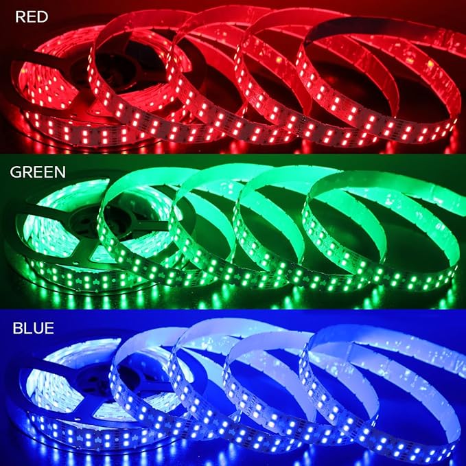 Bright Double Row Bendable RGBCCT 5in1 LED Strip 24V 660LEDs Micro Serrated And Center Cutout PCB Flexible S LED Strip RGB+W+WW 5 Colors In 1 LED (20mm Wide) 16.4ft (Dual Row 660LEDs IP20)