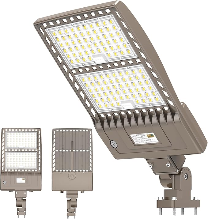 LED Parking Lot Light 400W 320W 240W Adjustable UL ETL DLC Listed 5000K LED Street Light with Photocell 100-277V IP65 Outdoor Commercial Area Flood Security Lighting Arm Mount