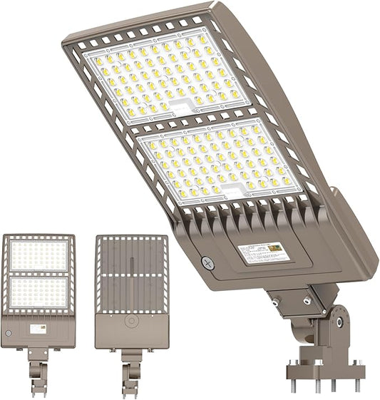 LED Parking Lot Light 400W 320W 240W Adjustable UL ETL DLC Listed 5000K LED Street Light with Photocell 100-277V IP65 Outdoor Commercial Area Flood Security Lighting Arm Mount