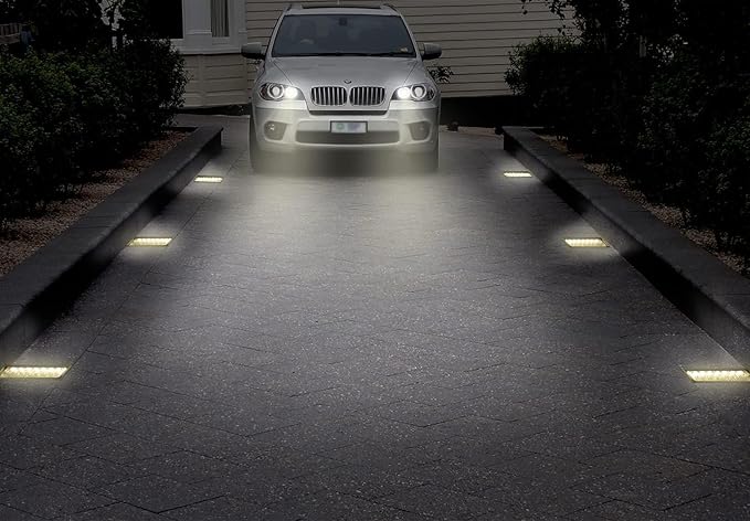 Solar Paver Lights, 4x8 Brick Driveway Lights, IP67 Waterproof Outdoor Pathway Light, Recessed Landscape Lighting for Walkway, Patio, Garden, Lawn, Yard, Pool, Pavers, Warm White+RGB, 2 Pack