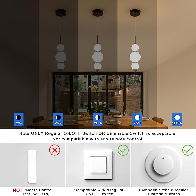 Modern Pendant Lights, Globe Pendant Lights with white Glass,Dimmable Black Pendant Light Fixtures,Adjustable Indoor Hanging Light Fixture for Kitchen Island, Dining Room,bedroom,15W,3000K-6000K