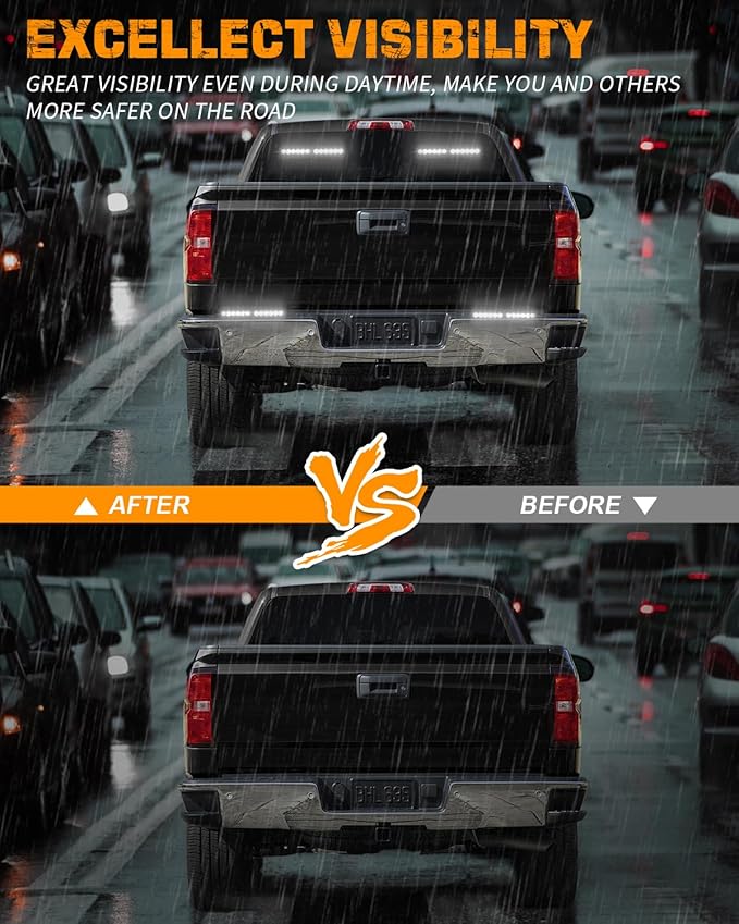 XRIDONSEN 2x10.7 inch White Strobe Lights 24 LED Emergency Light Bar Warning Flashing Safety Dash Side Window Front/Rear windshield Lights Traffic Advisor for Plow Trucks Construction Vehicles Car