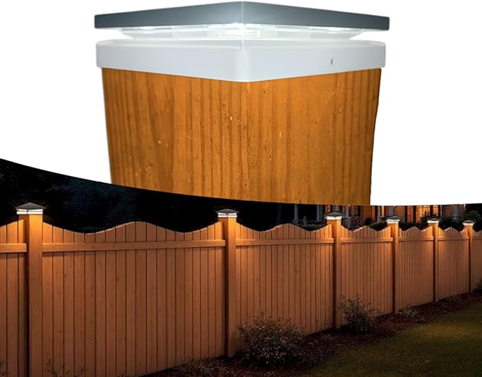 DekLights® DIY Line LED Lighted Post Cap for 6x6 Wood Posts (True 5.5"x5.5"). Our 12volt Low Voltage with Replaceable LED Bulb. for Your 6x6 Fence Posts (Black & White Cap 6000k Bulb)