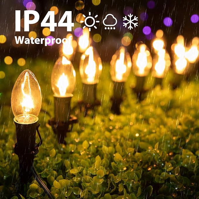 C9 Christmas Lights Outdoor, 2 Packs Total 51.4 Ft 40 Bulbs Christmas Pathway Lights, Waterproof Walkway Lights for Outside Driveway Sidewalk Outdoor Decorations Yard, Clear