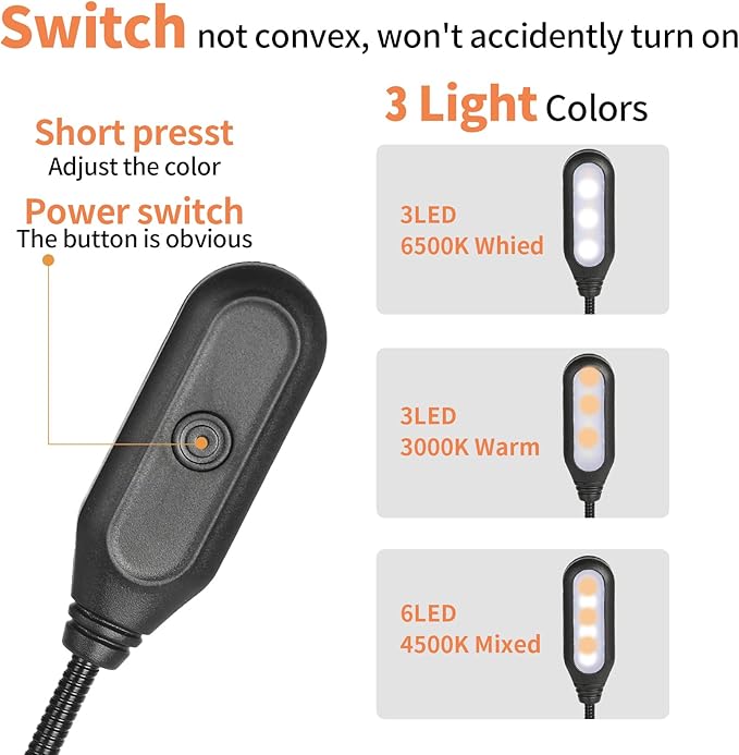 4 Pack Reading Light with 3 Color Temperature, 6 LED Book Clip Lamp for Reading in Bed, Easily Clip on to a Small Mini Lightweight Book Lights for Read Book Lovers