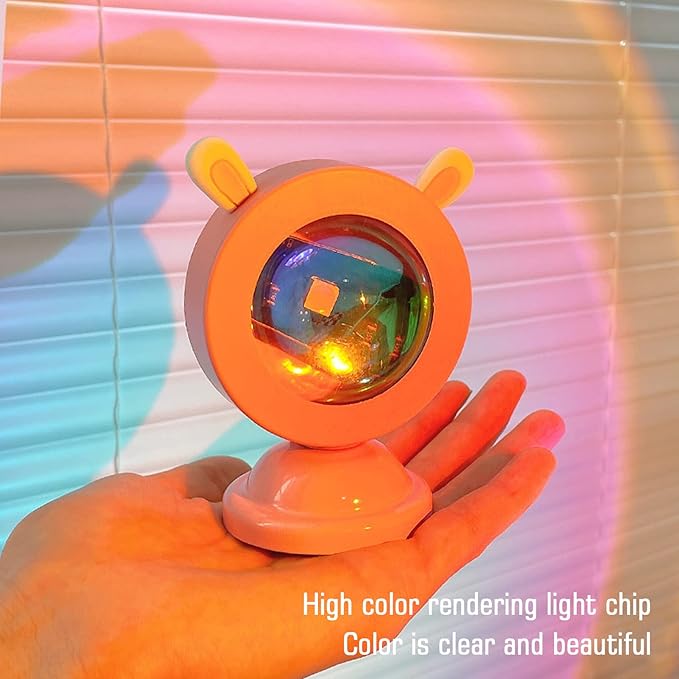 Sunset Lamp,Sunset Projection Light,Cute Rabbit Ear Shape LED Sunset Projection Lamp for Photo Video Vlog Backgroung,Romantic Family Atmosphere