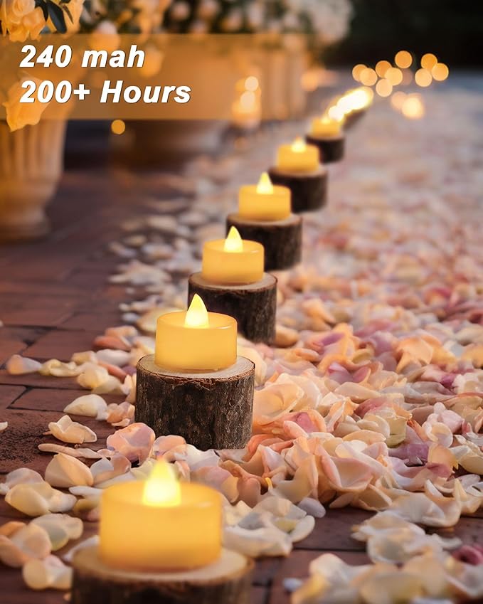 BEICHI Flameless Candles, 100Pack Battery Operated Candle, LED Tea Lights Candle Battery Operated, Flickering Fake Votives for Wedding Halloween Christmas Diwali- Warm Yellow