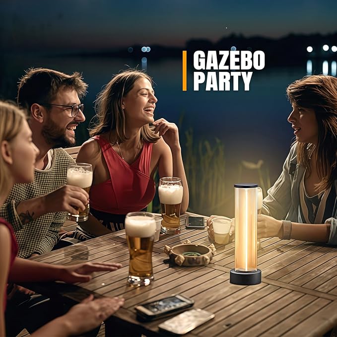 Indoor Outdoor Cordless Table Lamp,Rechargeable Battery Powered Lamp 3-Mode Touch Dimmable,IP54 Waterproof Portable Lamp for Bedside Reading,Patio Grill,Gazebo Party,Camping Tent (Gray)