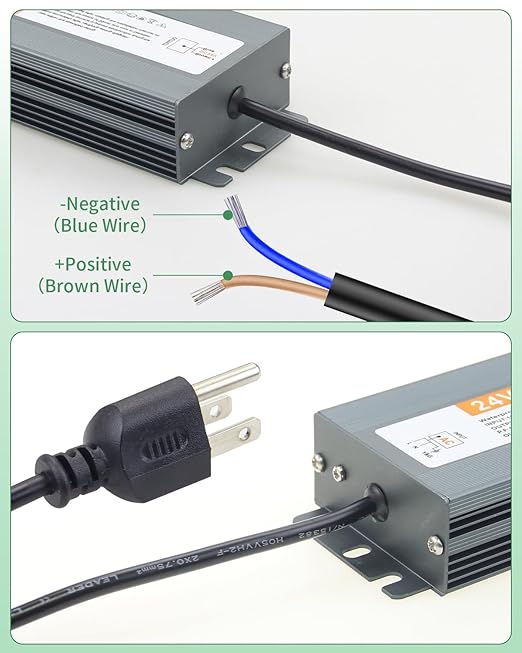 10.8FT LED Power Supply 24V LED Driver 100W 110V-240V AC to DC 24V Low Voltage Transformer Ultra Thin 24Volt Power Supply Adapter with 3-Prong Plug IP68 Waterproof for Outdoor LED Light Monitor
