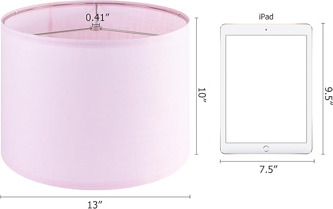 PIKOPIKO Pink Linen Set of 2 Medium Drum Lamp Shade, Easy Assembly Required 13" Top x 13" Bottom x 10" High Replacement Lamp Shades, Fabric Lampshades for Table Lamps Floor Lamps, Metal Spider Fitter