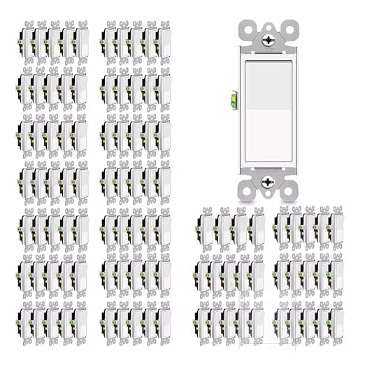 3 Way Switch White, Greencycle 100pk Three Way/Single Pole Light Switch Rocker Switch 15A 120/277V, On/Off Rocker Paddle Interrupter, Residential/Commercial Grade,Home & Office,UL/CUL