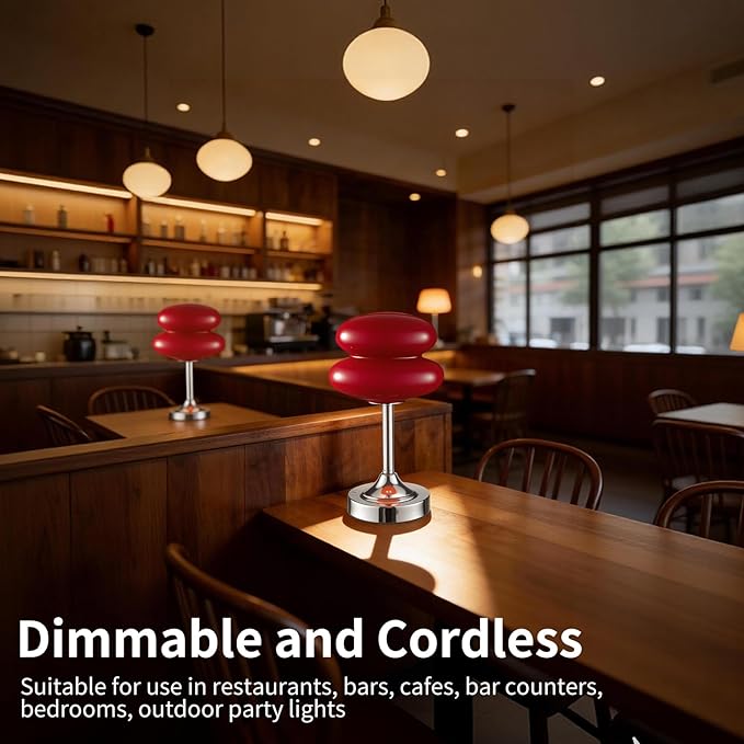 Cordless Mushroom Lamp Table Lamp for Bedroom, Battery Operate Mini Modern Mid Century Lamps,Unique Aesthetic Home Living Room Decor