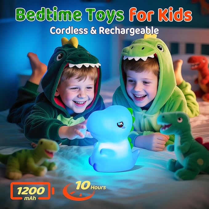 Easter Dinosaur Toys for Kids 3-5,16 Colors+Silicone+Dimmable+12 Hr Use Night Light for Kids Night Light,Toys for 3-8 Year Old Boy,Toddler Birthday Gift,Dinosaur Room Decor for Boys,Girls,Baby,Toddler