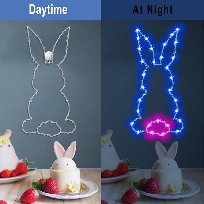 3 Packs Easter Decoration Lights, Hanging Easter Light Battery Operated with Timer & Remote, 62 LED Easter Bunny & Eggs Waterproof Window Lights - Indoor/Outdoor Decor