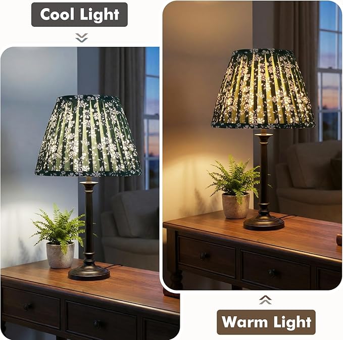 Green Floral Small Lamp Shade - 1 Pack, 5x9x6.2 Inch Empire Pleated Lampshade for Bedside, Desk & Nightstand Lamps, Spider Fitter, No Assembly Needed, Perfect for Cozy Cottage, Farmhouse & Country