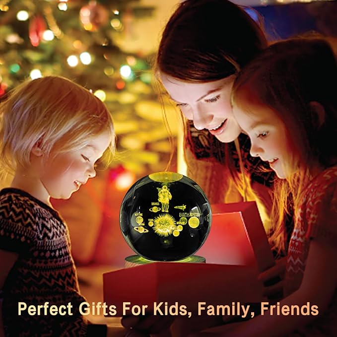 3D Astronaut Crystal Ball Lamp,3.15inch Multi-Color Changing Bedroom Decor Night Lights,Christmas Gifts Birthday Gift for Boys,Girls