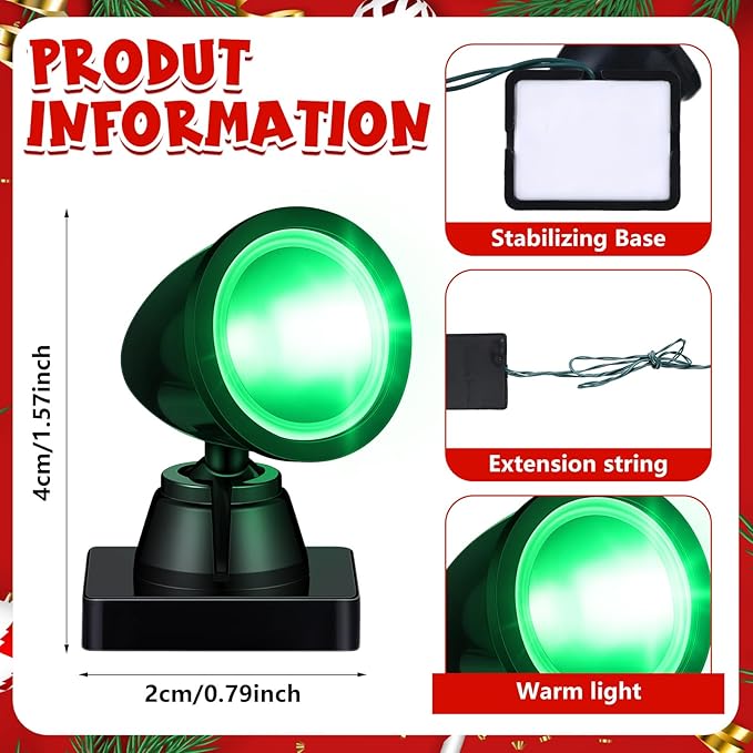 Kingdder 4 in 1 Accessories for Villages Building Light Christmas Village Collection Round Spotlights Battery Operated LED Light with Switch for Christmas Landscape(Multicolored,4 Pcs)