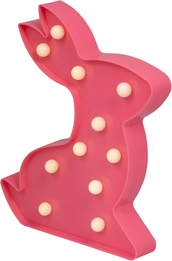 Northlight 9.5" LED Lighted Pink Easter Bunny Marquee Wall Sign