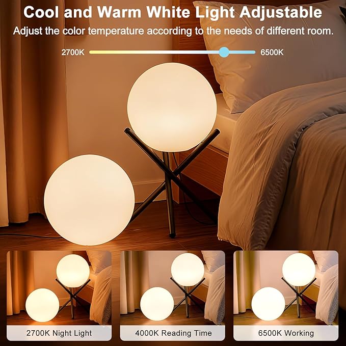 Lightdot 12-Inch RGB+CW Smart Globe Floor Lamp, Corner LED Ball Light with Remote Control, 10W 2700K-6500K Multiple Color Changing, Waterproof Glowing Orb Light for Indoor Outdoor Lighting Decors