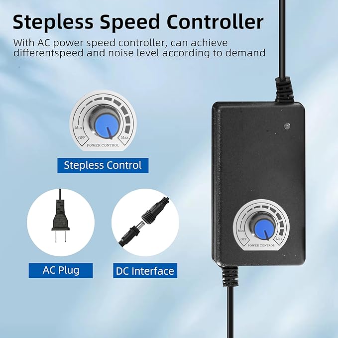 PANO-MOUNTS 80mm 3.15inch Dual Ball Upgraded IP68 Waterproof Cooling Fan -Max 5000RPM with Stepless Speed Controller for DIY Ventilation Exhaust Projects