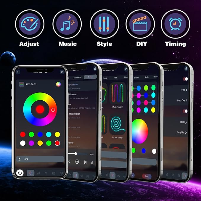KSIPZE Permanent Outdoor Lights for House, 50ft Smart RGB+IC Eaves LED Lights with App & Button Control, 200+ Dynamic Scene Modes, IP67 Waterproof for Roof, Garden, Christmas, Party Decor