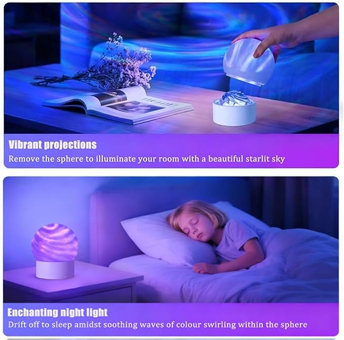 2 in 1 Galaxy Light, 16 Color Ocean Wave Projector, USB Recharge Northern Lights Projector with Remote Control, Aurora Night Light Projector for Bedroom Home Decor Gifts (Wave)