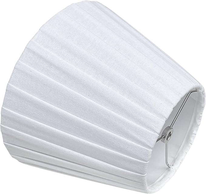 TOOTO STAR Small Lamp Shade, White Pleated 6x10x7.5inch Bell Shade for Table Lamps, Floor Lamps and Pendant Lamps (Spider Fitter), Handmade of Natural Linen
