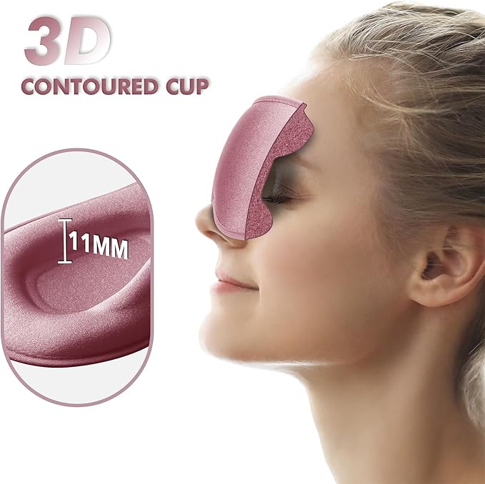 Sleep Eye Mask for Men Women, Lash Extensions 3D Contoured Cup Sleeping Mask, Travel Blackout Night Blindfold Eye Shade Cover with Adjustable Strap (Pink-Side Sleeper)