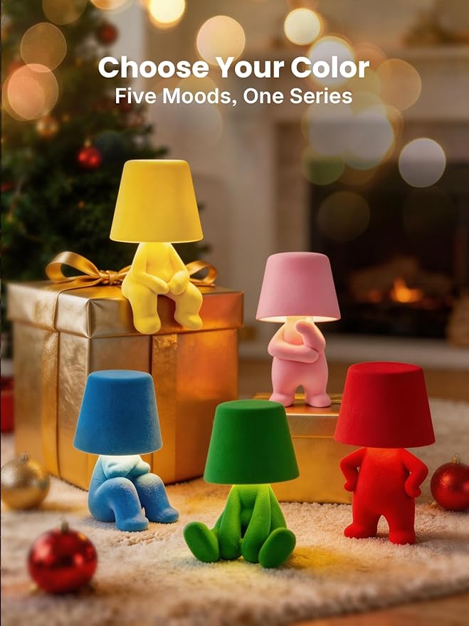 Modern Table Lamp for Youth: Rechargeable Cute Light for Kids Child Teen - Gift for Birthday Christmas Halloween Easter (Green)