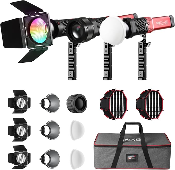 GVM PD60C RGB Video Light, 3 Packs 60W COB Photography Lighting with Softbox, Portable Studio Light, IP65 Water Resistant Handheld Spotlight for Photographers, 2700-6800K, 34200lux/0.5m