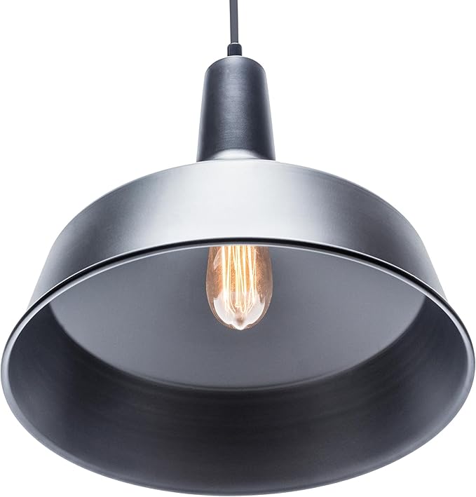 GLOBE Electric 65155 1-Light Industrial Warehouse Pendant Lighting, Matte Black, Hanging Lamp, Hanging Lights, Ceiling Light Fixture