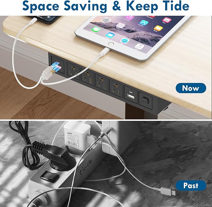 Under Desk Power Strip with Switch, 8 in 1 Mountable Power Strips with 4 USB Ports Fast Charging, Under Desktop Outlet 4 AC Outlets, 6FT Cord for Home Office Desk