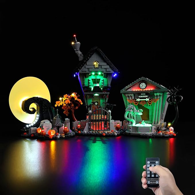 BrickSoul Advanced RC Light Kit for Lego 21351 Tim Burton's Nightmare Before Christmas Building Set | Upgraded Wireless ON/OFF & Dimming & Zonal Lighting with Hidden Cable Tech(21351 Set NOT Included)