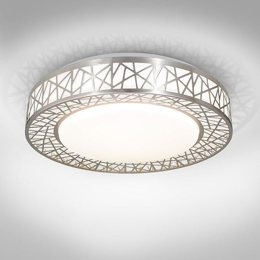 ASD 16 Inch LED Flush Mount Ceiling Light Fixture for Bedroom, 28W 1752LM 5CCT 2700K-5000K, Triac Dimmable Lights, Dining, Living Room, Kitchen Lamps, Modern Home Lighting Fixtures, Nickel, ETL