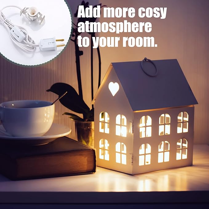 Coume 24 Packs Accessory Cord with LED Light Bulb, 6 Ft Warm Light Accessory Cord Kit (White)
