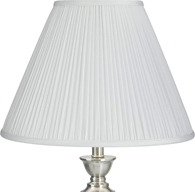White Mushroom Pleated Large Empire Lamp Shade 7" Top x 16" Bottom x 12" Slant x 11.25" High (Spider) Replacement with Harp and Finial - Springcrest