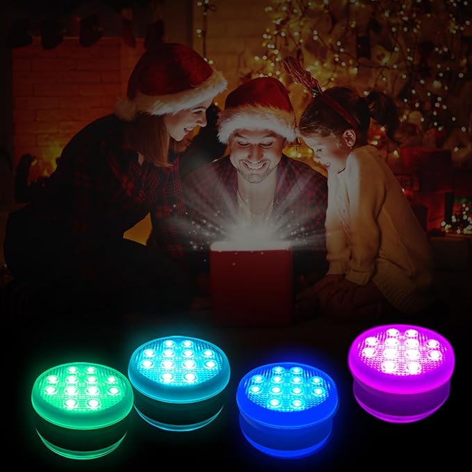 Rechargeable Pool Lights with Remote: (4 Pack) Submersible Led Light IP68 Waterproof 16 Color Changing Floating Underwater Hot Tub Lights with Magnet for Pond Bathtub Christmas Decoration