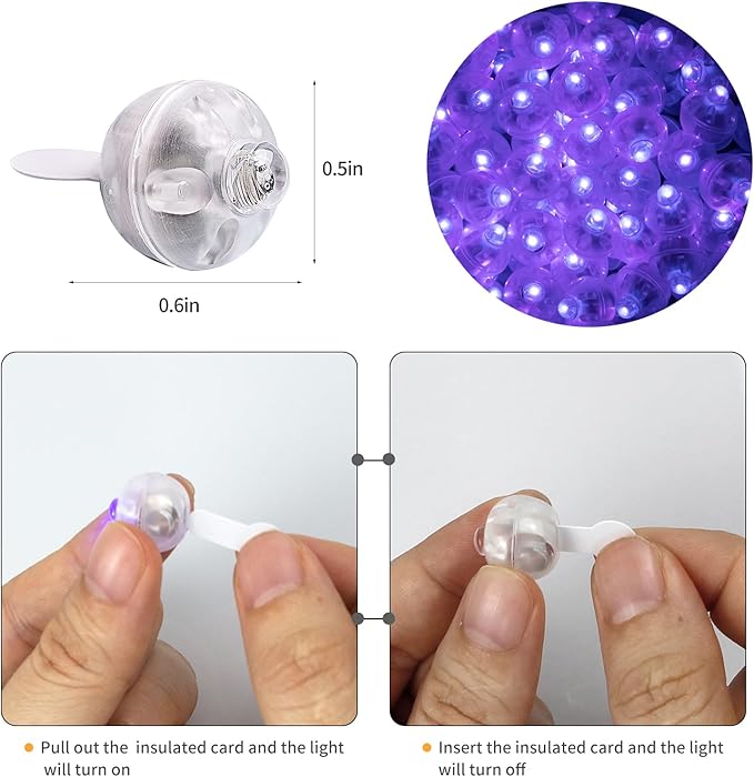 Aogist 100pcs Balloon Lights,Long Standby Time Waterproof Twinkle Mini Light,Battery Powered,Round LED Ball Lamp for Balloon Paper Lantern Party Wedding Christmas Halloween Decorative,Purple-Flash