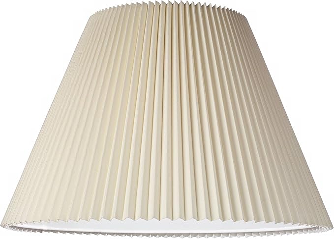 Empire Lamp Shade Beige Pleated Large 10.75" Top x 22" Bottom x 15.5" High Spider with Replacement Harp and Finial Fitting - Springcrest