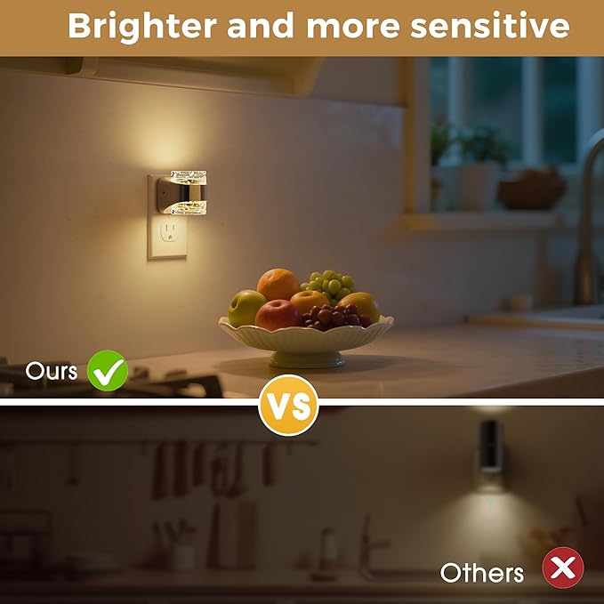 L LOHAS LED Night Light, 2 Pack 3000K Bubble Night Lights Plug into Wall, Acrylic Night Lights with Light Sensor, Adjustable Brightness,Plug in Nightlights for Rooms Bathroom Hallway
