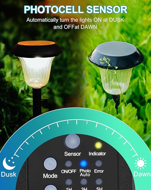 SMY Lighting 65W Outdoor Low Voltage Transformer with Timer and Photocell Sensor,120V AC to 12V DC Weatherproof for LED Landscape Lighting,Deck Lights,Spotlight, Pathway Light,ETL Listed