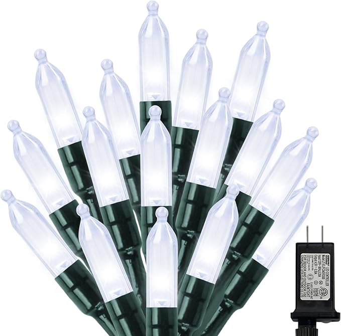 LAMPHOME White Christmas Mini Lights, 32.5FT 100 LED Clear Bulbs String Lights with 16 Light Modes, Fairy Lights Plug in for Outdoor Xmas Trees Garland Wreath Holiday Decorations