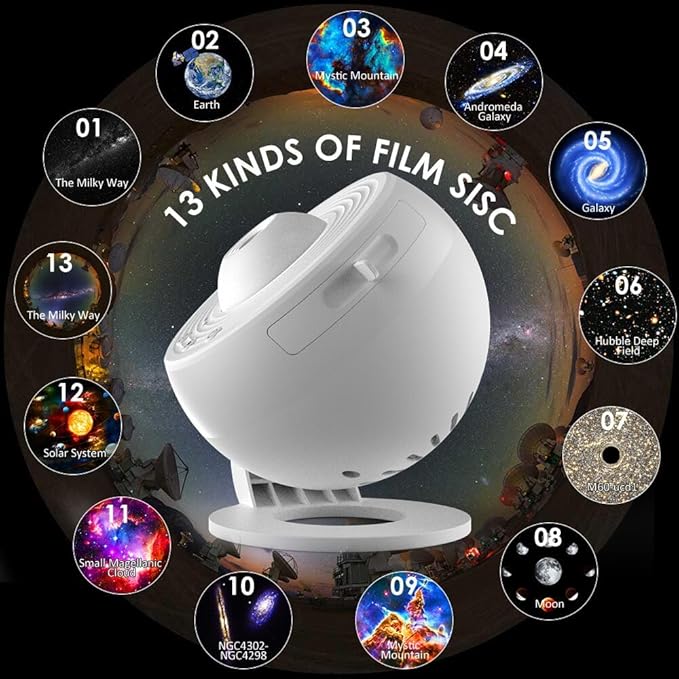 Planetarium Projector for Bedroom, Star Galaxy Light Projector with Nebula Milky Way, LED Night Light for Ceiling with Timer, Mood Lighting for Adults Kids Teens, Home Theater (White)