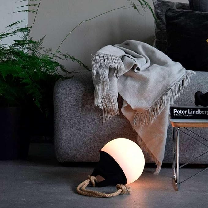 Cordless Smart Bluetooth Danish Design Globe Lamp with Rope,Outdoor Warterproof IP67,APP control Touch control,Adjustable Brightness for Bedroom Living Room Bathroom Camping Restaurant Dimmable Light