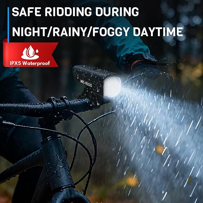 BUCKLOS 1000/1500/2000 Lumens Ultra Bright Bike Lights for Night Riding, Bicycle Headight with Auto-Dimming LED USB Rechargeable 7/5 Modes, IPX5 Waterproof Front Light,Long Battery Powered