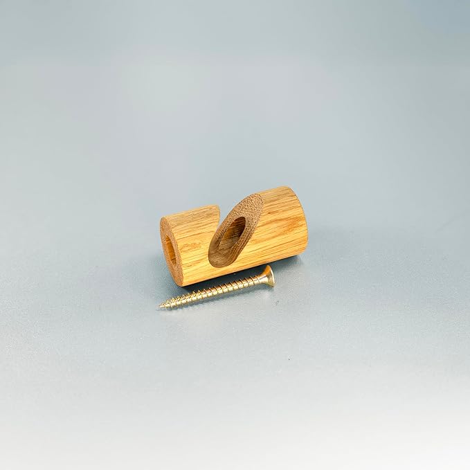 Oak Ceiling Hook 2in, Scandinavian Modern Style, Screw Mount for Plants, Pendant Lights, Garlands, Cord Management